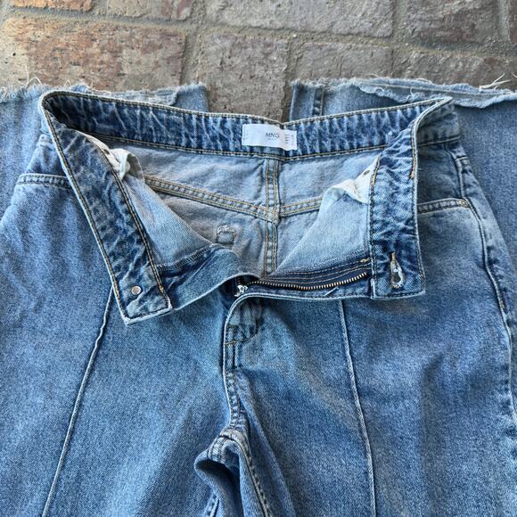 MNG Cropped Jeans Seam Front Wide Leg SIze 8 - Picture 3 of 6